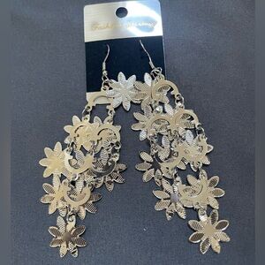 Gold Floral Dangle Earrings